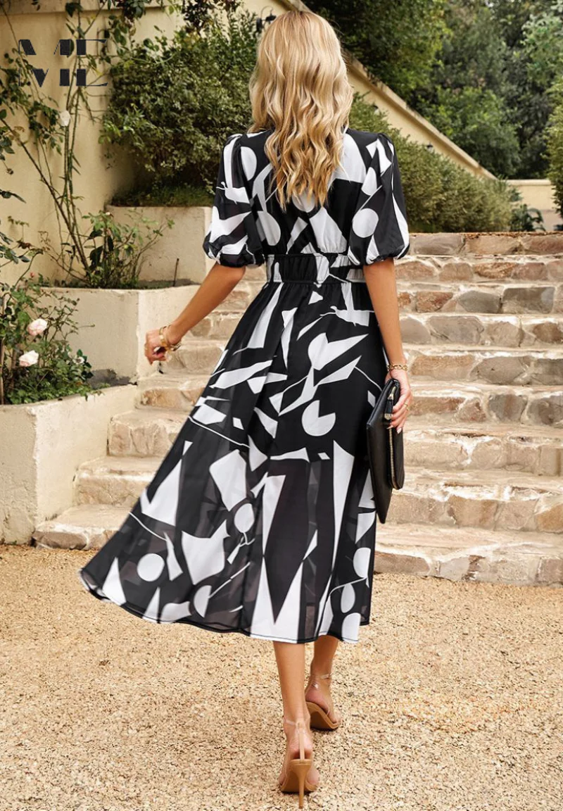Robe midi fleurie élégante pour femme – Style bohème chic pour occasions et sorties décontractées - Image 10