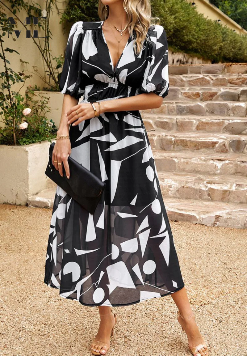 Robe midi fleurie élégante pour femme – Style bohème chic pour occasions et sorties décontractées - Image 12