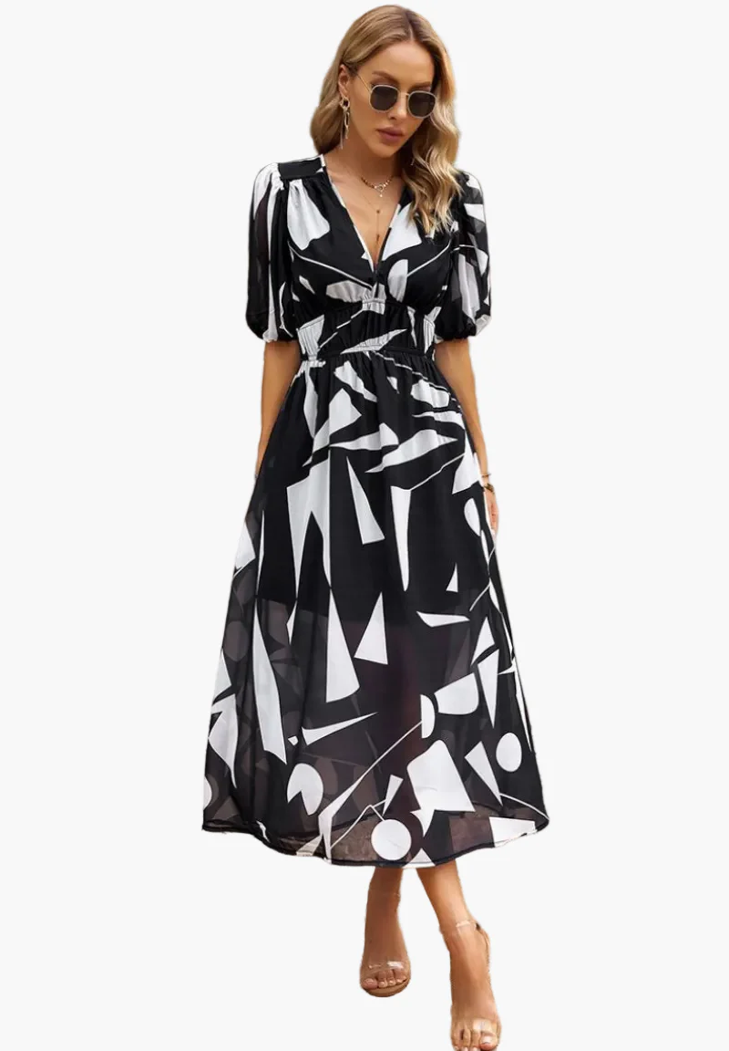 Robe midi fleurie élégante pour femme – Style bohème chic pour occasions et sorties décontractées - Image 16