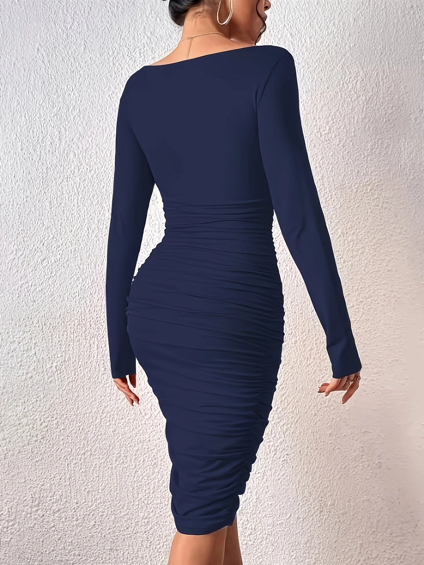 Robe moulante élégante à manches longues col en V pour femme soirée et cocktail - Image 7