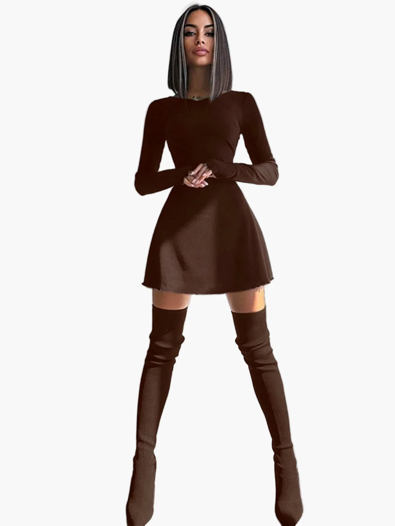 Robe moulante à manches longues style casual pour femme – Élégance quotidienne et silhouette flatteuse - Image 6