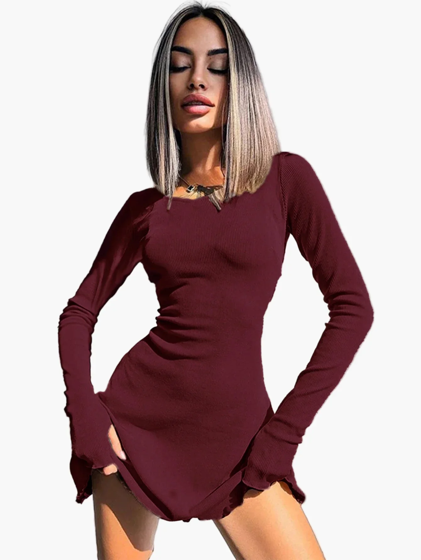 Robe moulante à manches longues style casual pour femme – Élégance quotidienne et silhouette flatteuse - Image 8