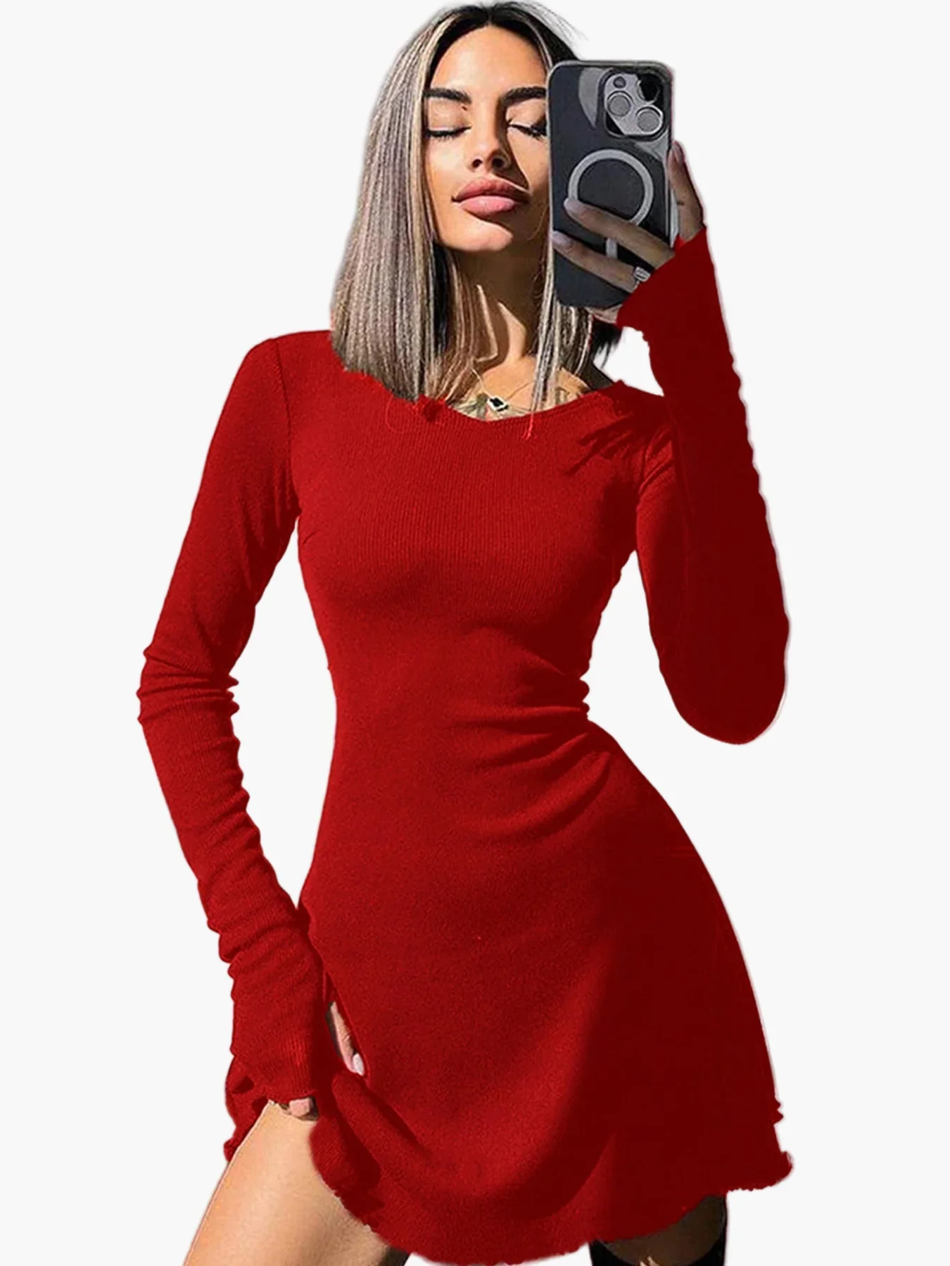 Robe moulante à manches longues style casual pour femme – Élégance quotidienne et silhouette flatteuse - Image 9