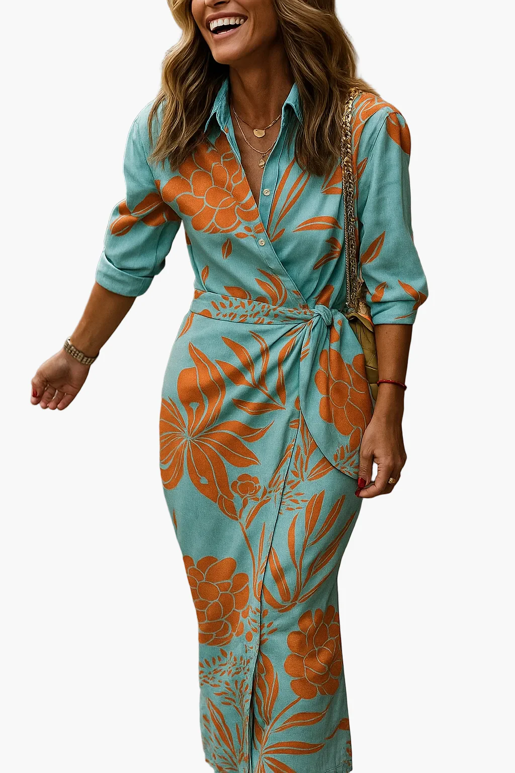 Robe portefeuille élégante pour femme style moderne idéale pour bureau ou sortie - Image 3