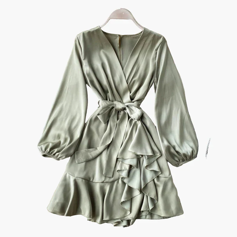 Robe portefeuille à volants pour femme – Élégance chic pour soirées et occasions spéciales - Image 2