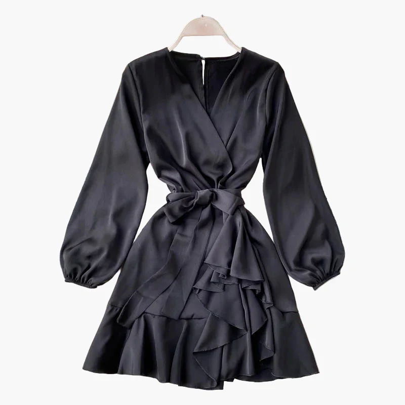 Robe portefeuille à volants pour femme – Élégance chic pour soirées et occasions spéciales - Image 3