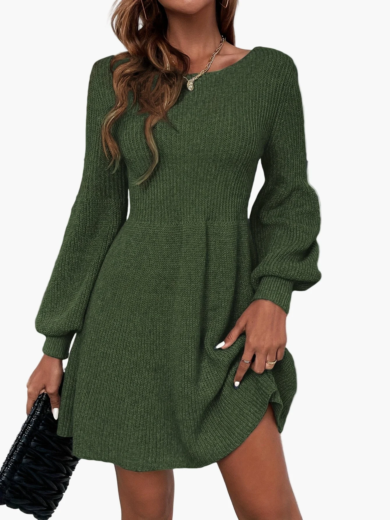 Robe Pull Décontractée Femme Style Élégant Manches Longues pour Automne et Printemps - Image 3
