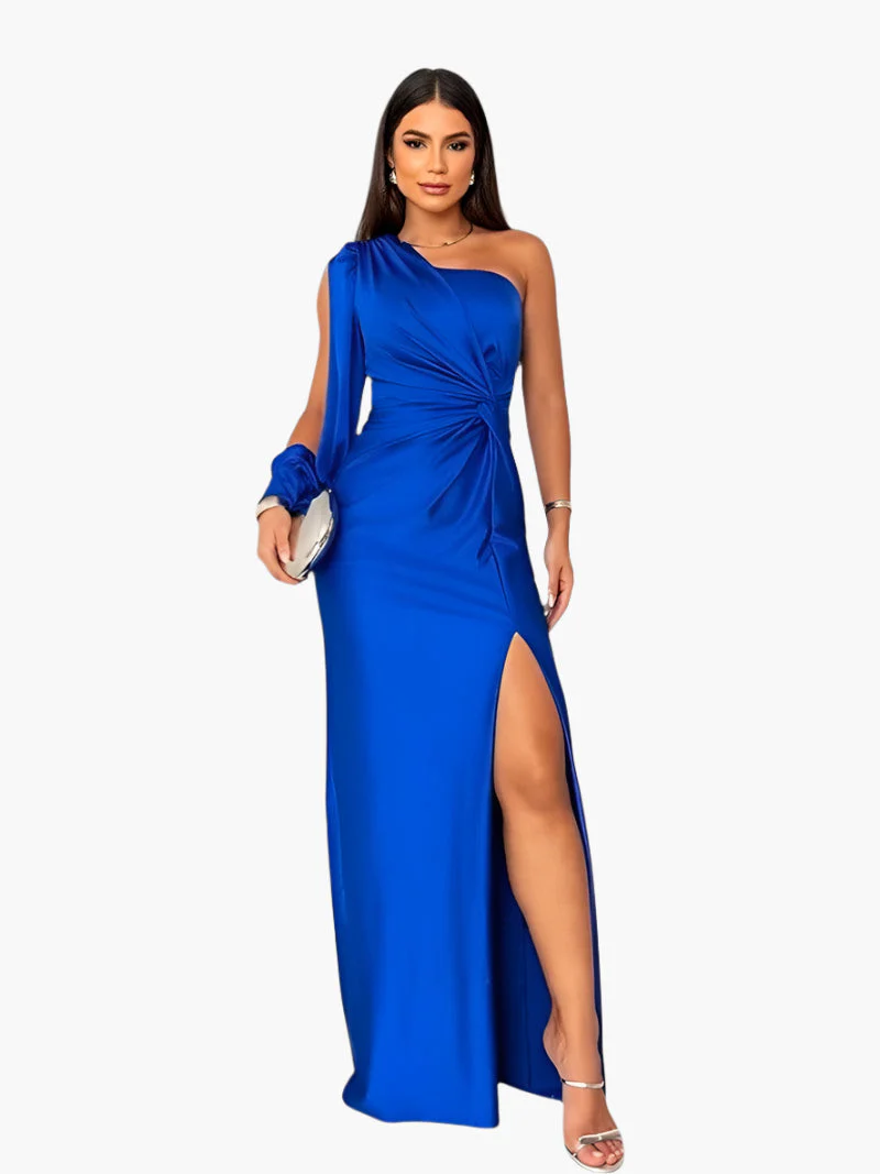 Robe de soirée élégante femme style asymétrique une épaule pour événements et cérémonies - Image 3