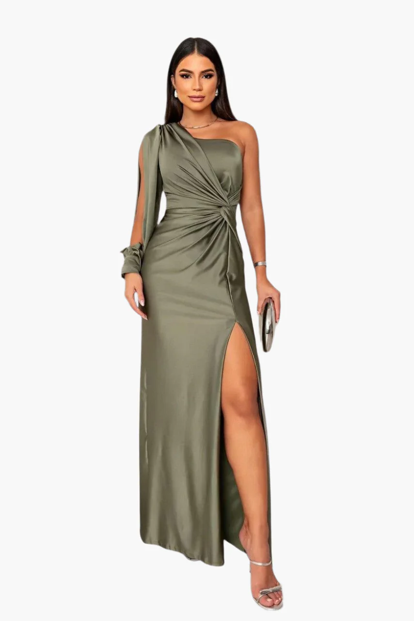Robe de soirée élégante femme style asymétrique une épaule pour événements et cérémonies - Image 4
