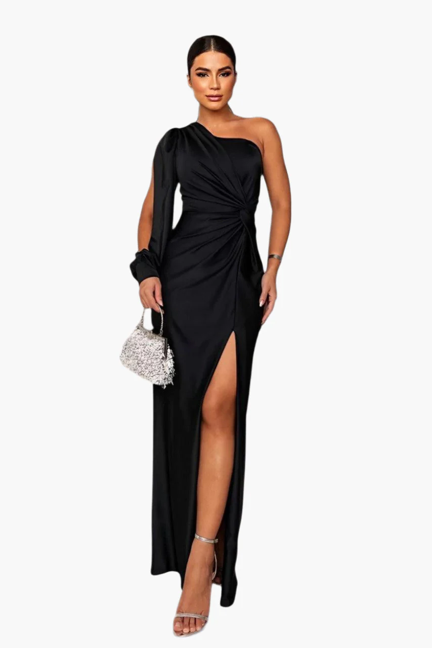 Robe de soirée élégante femme style asymétrique une épaule pour événements et cérémonies - Image 7