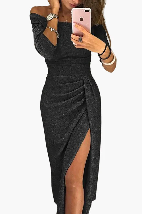 Robe de soirée élégante femme style glamour épaules dénudées fendue – idéale pour événements et fêtes - Image 6