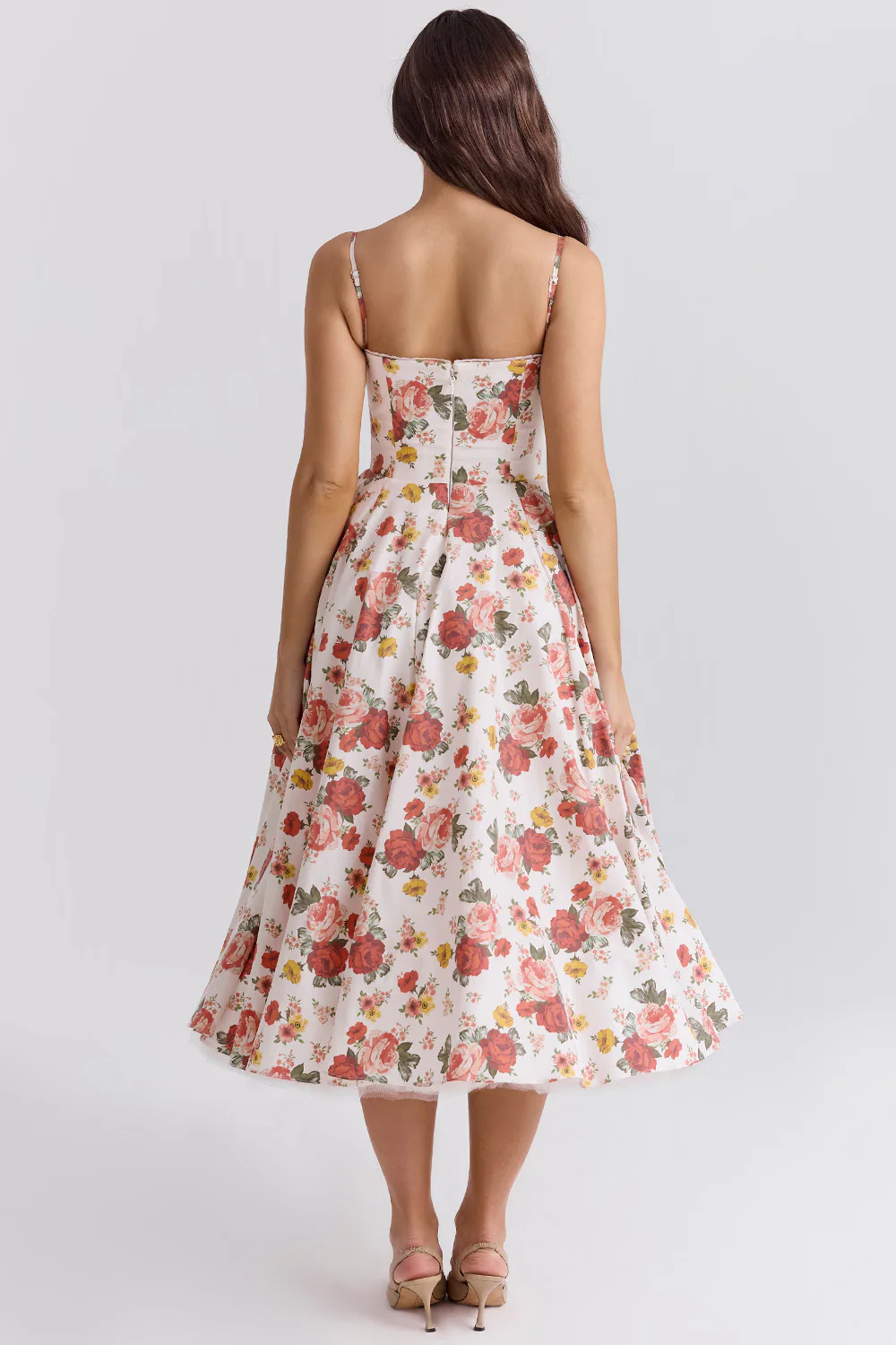 Robe de soirée élégante femme style princesse bustier jupe midi évasée - Image 15