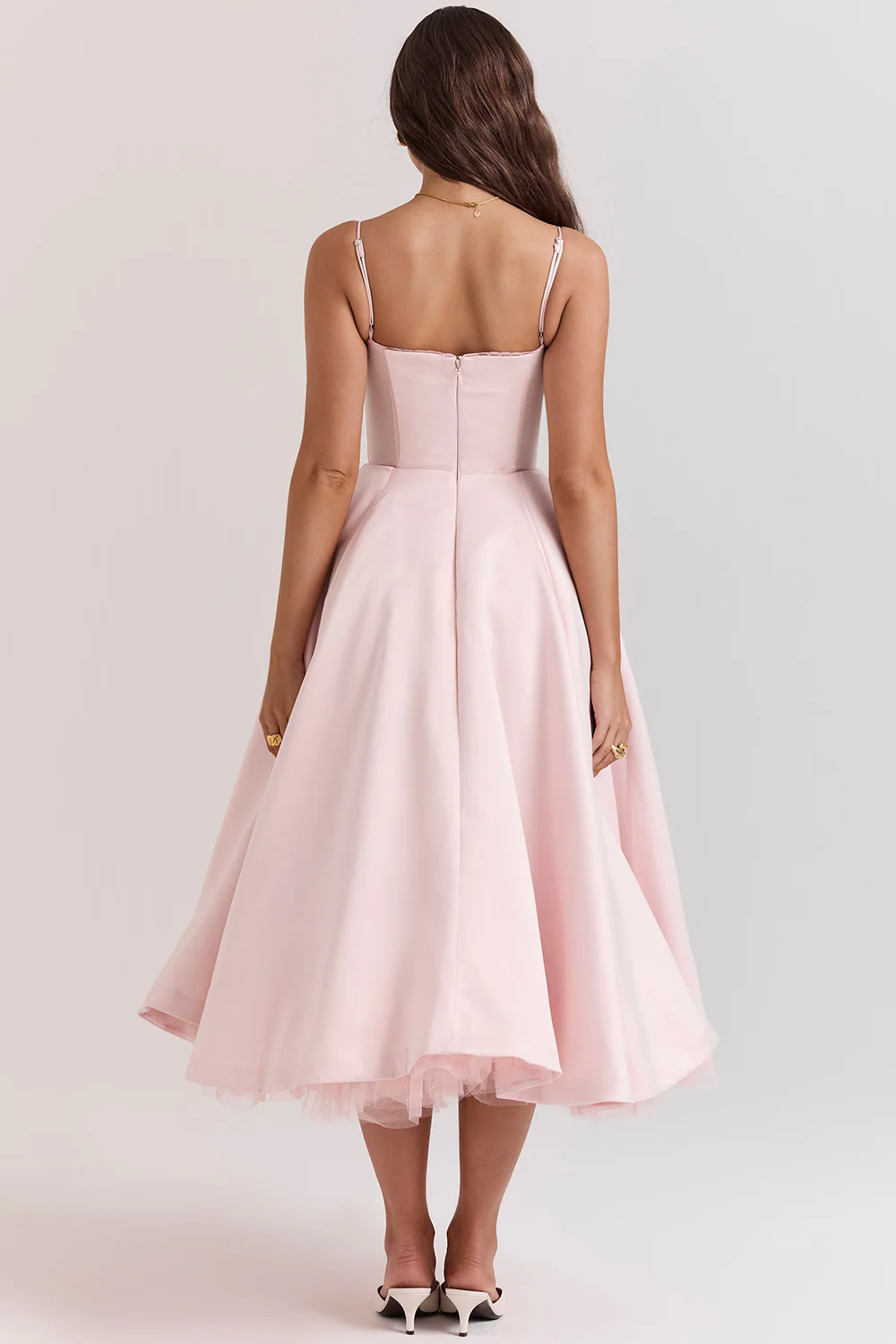 Robe de soirée élégante femme style princesse bustier jupe midi évasée - Image 6