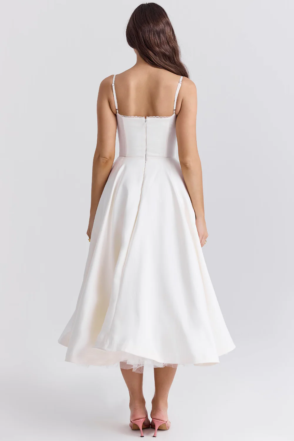 Robe de soirée élégante femme style princesse bustier jupe midi évasée - Image 9