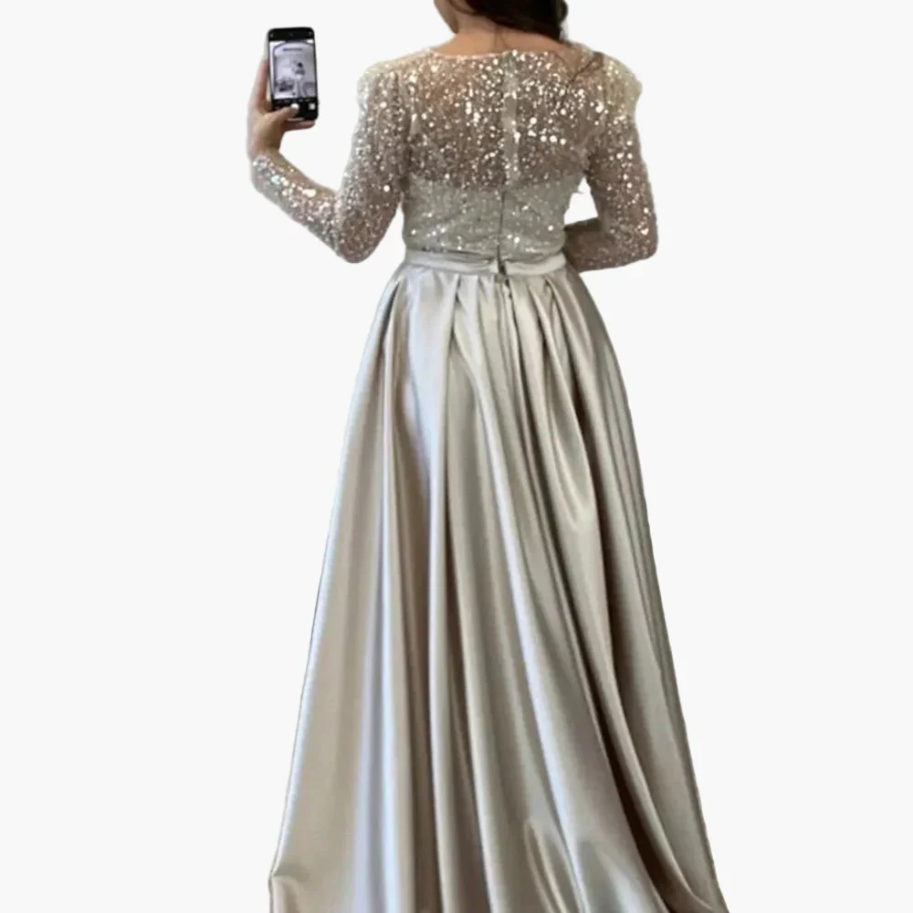 Robe de soirée femme élégante à manches longues style gala, chic et glamour pour événements formels - Image 2