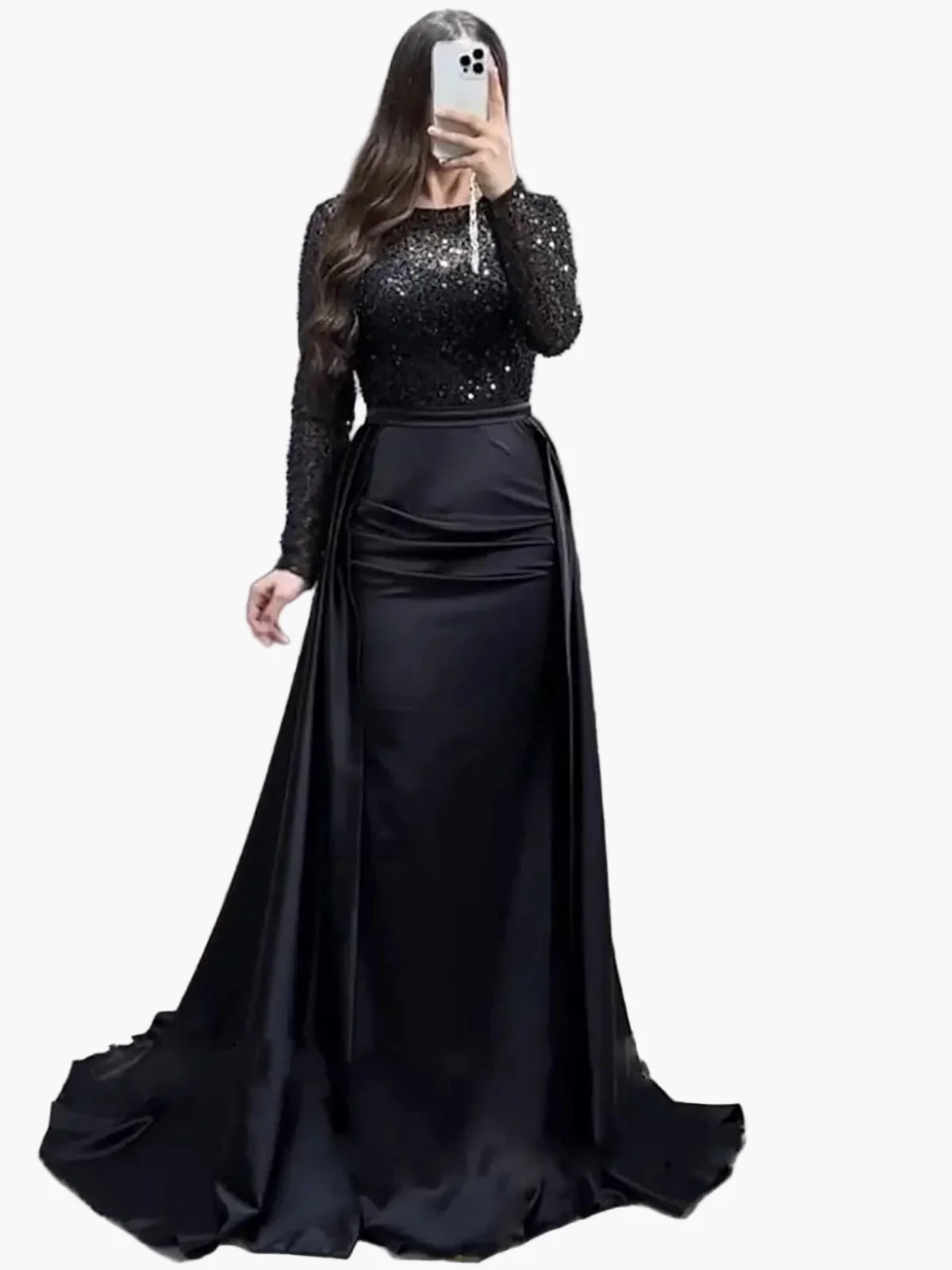Robe de soirée femme élégante à manches longues style gala, chic et glamour pour événements formels - Image 3