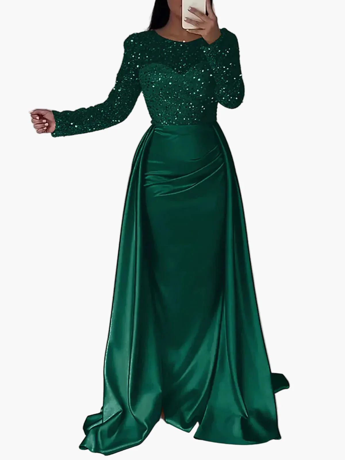 Robe de soirée femme élégante à manches longues style gala, chic et glamour pour événements formels - Image 6