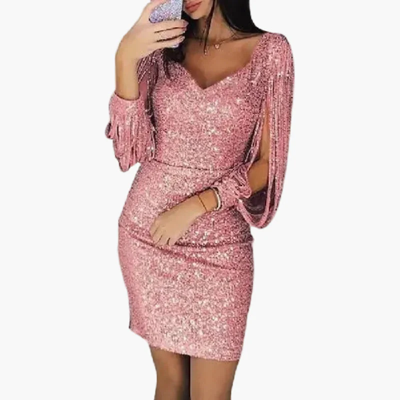 Robe de soirée femme élégante à paillettes style glamour pour événements et fêtes - Image 3
