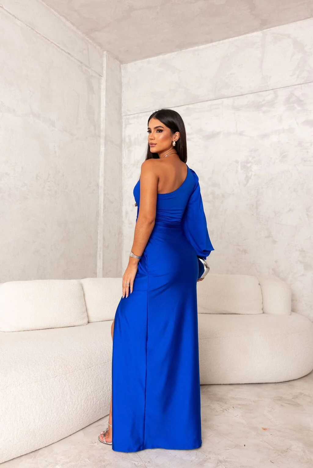 Robe de soirée femme une épaule élégante style drapé pour événement et cérémonie - Image 10