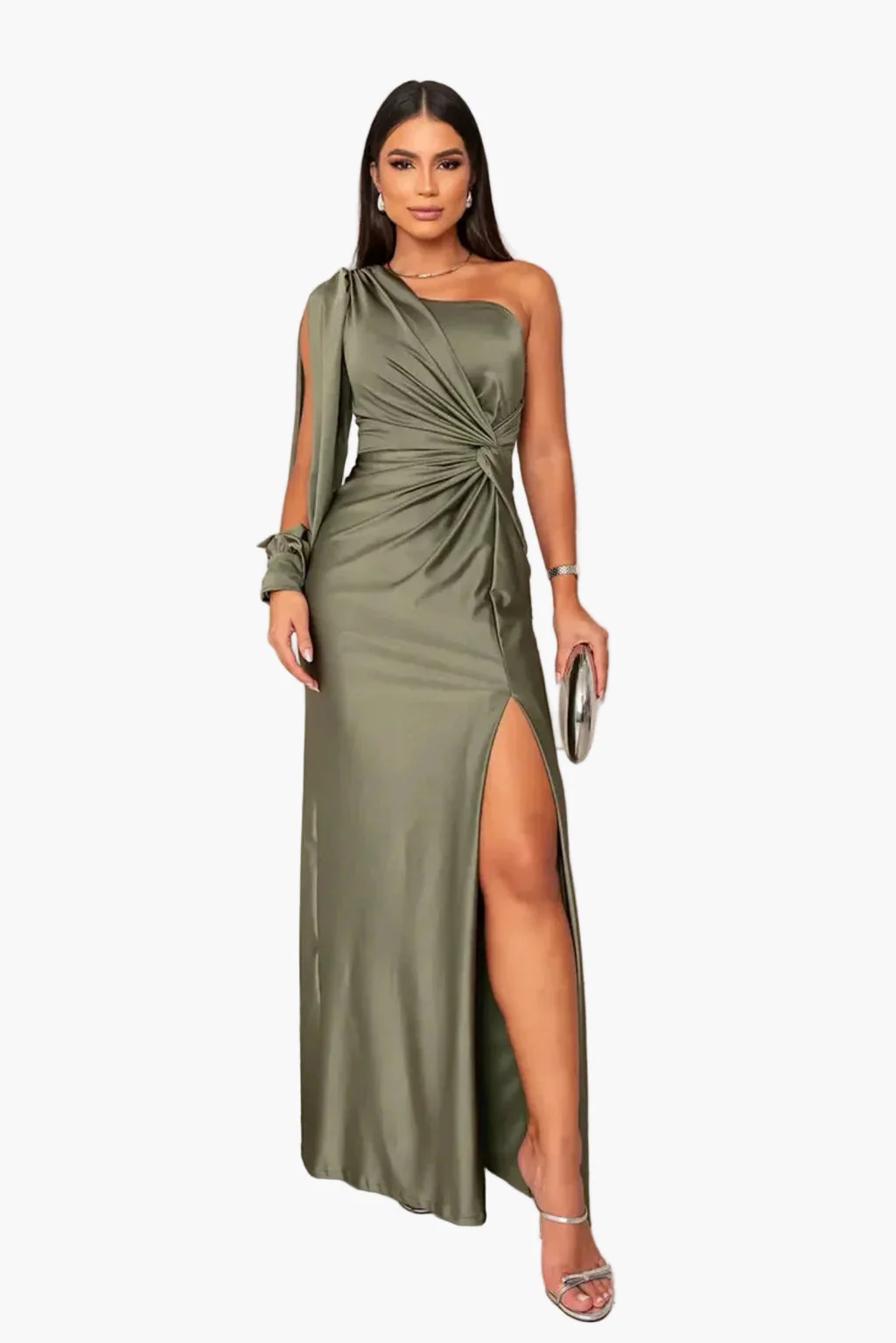Robe de soirée femme une épaule élégante style drapé pour événement et cérémonie - Image 12