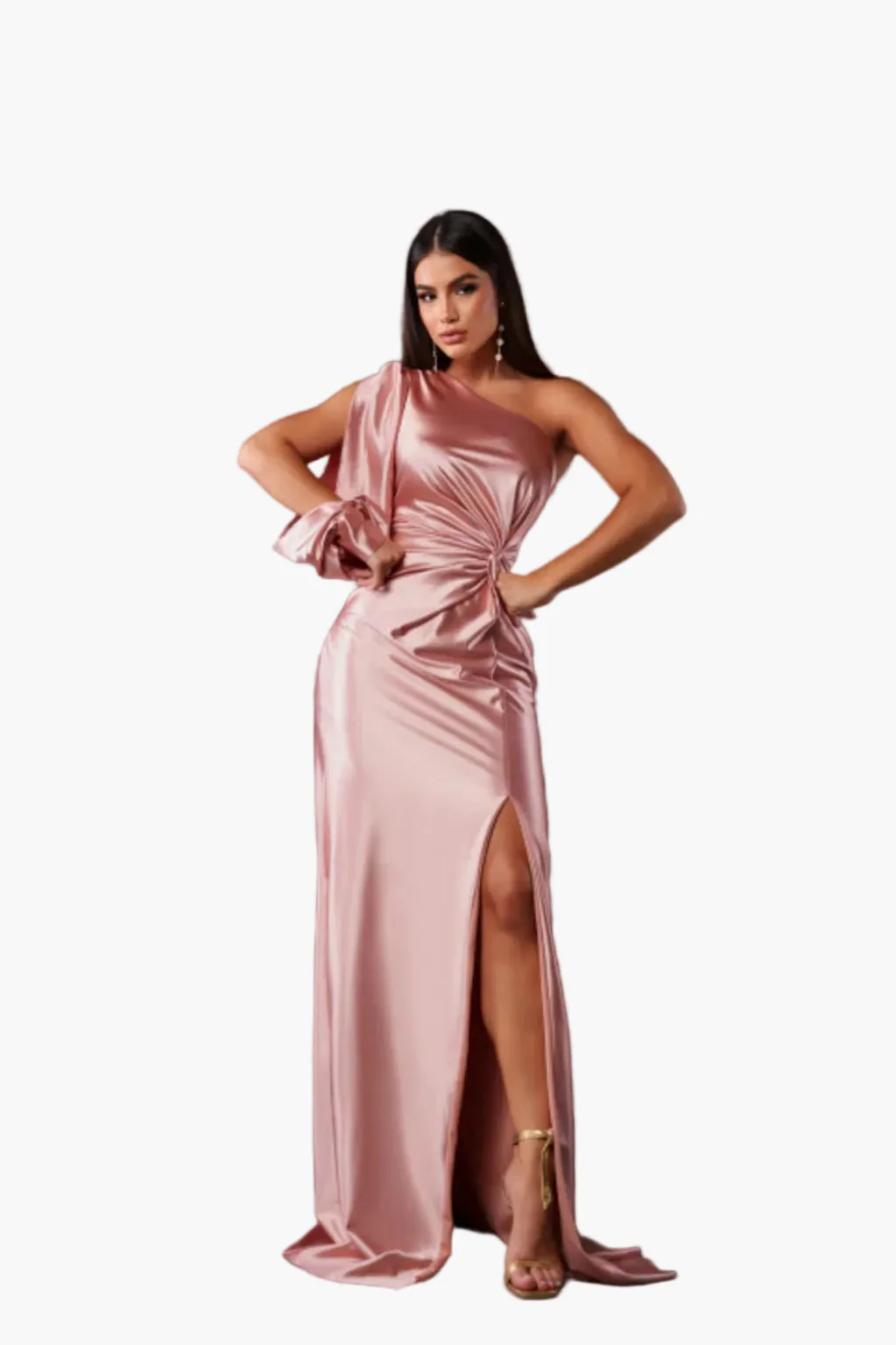 Robe de soirée femme une épaule élégante style drapé pour événement et cérémonie - Image 15