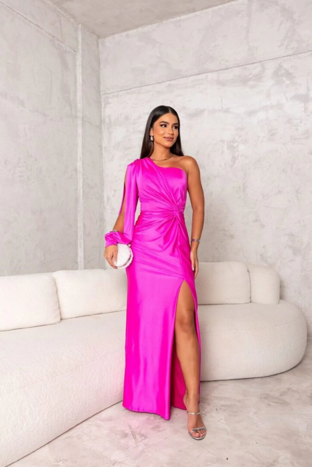 Robe de soirée femme une épaule élégante style drapé pour événement et cérémonie - Image 17