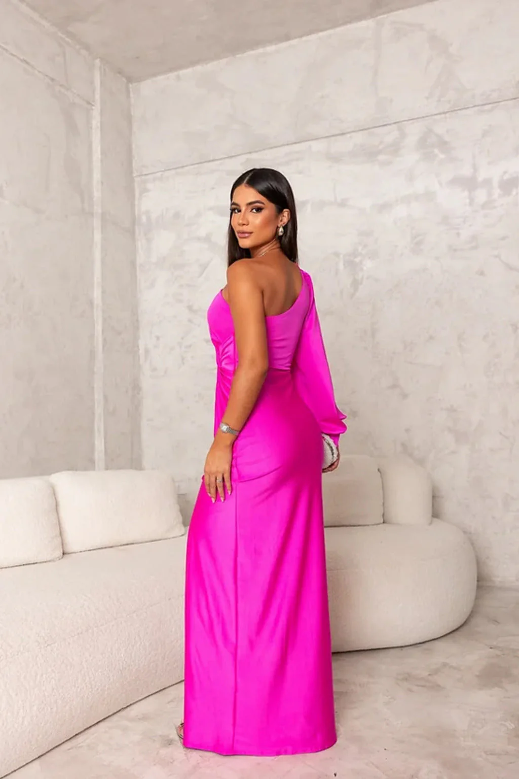 Robe de soirée femme une épaule élégante style drapé pour événement et cérémonie - Image 18