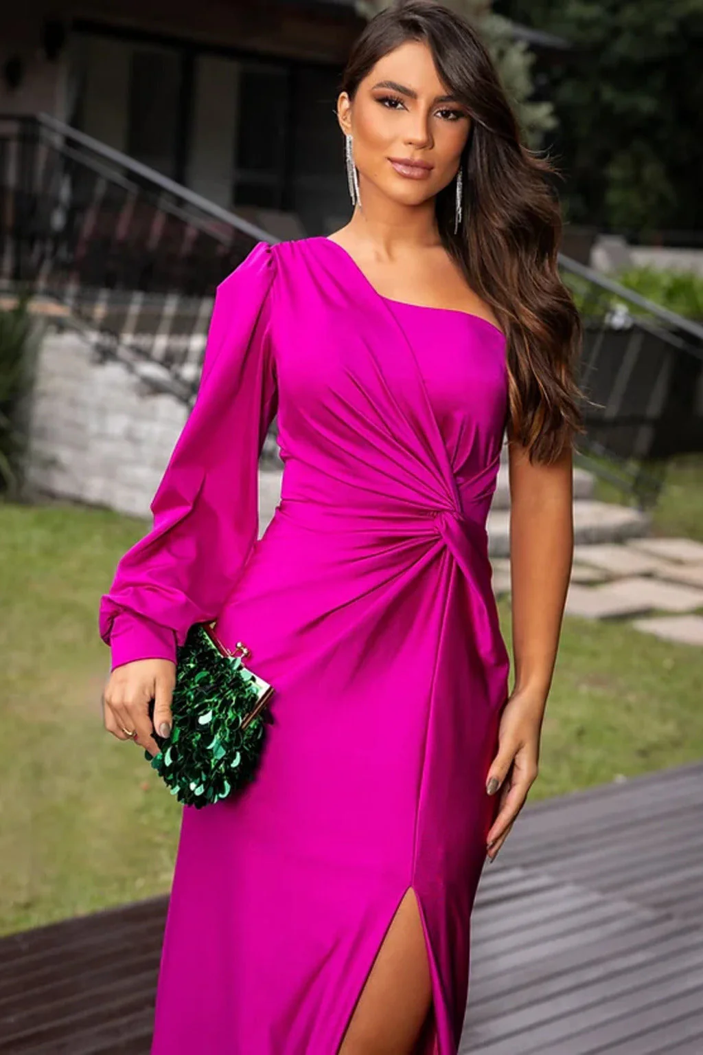 Robe de soirée femme une épaule élégante style drapé pour événement et cérémonie - Image 23