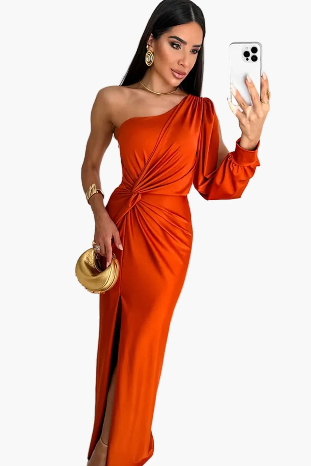Robe de soirée femme une épaule élégante style drapé pour événement et cérémonie - Image 26