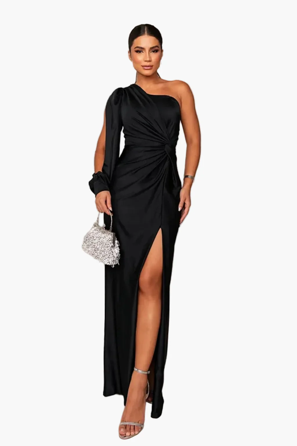 Robe de soirée femme une épaule élégante style drapé pour événement et cérémonie - Image 33