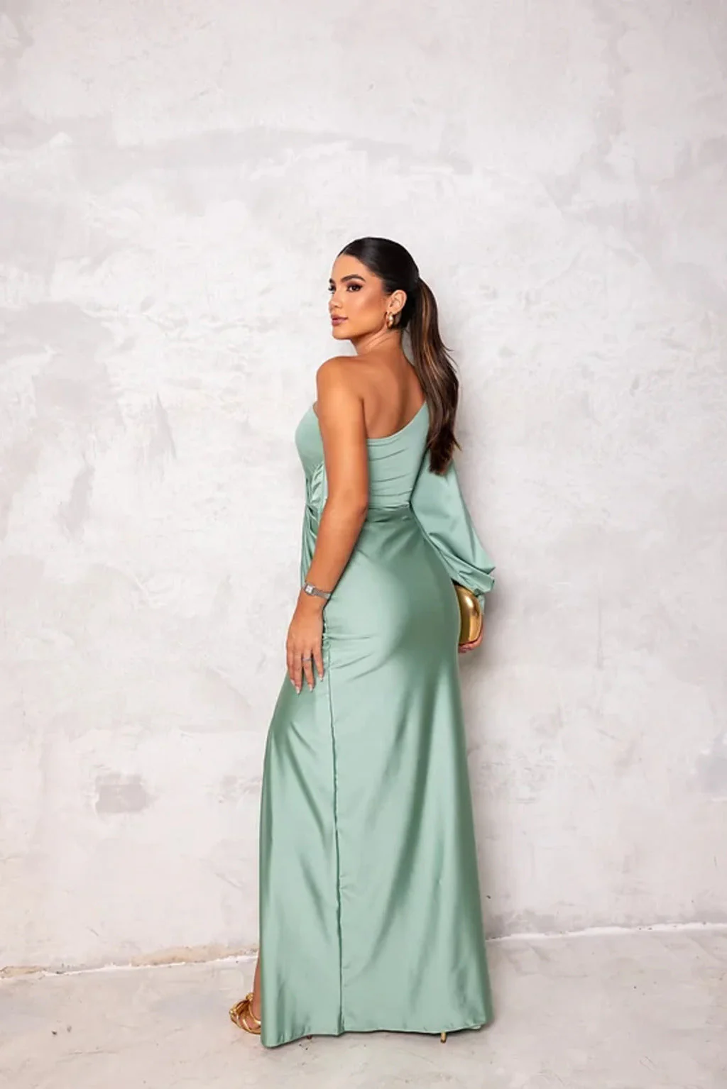 Robe de soirée femme une épaule élégante style drapé pour événement et cérémonie - Image 6