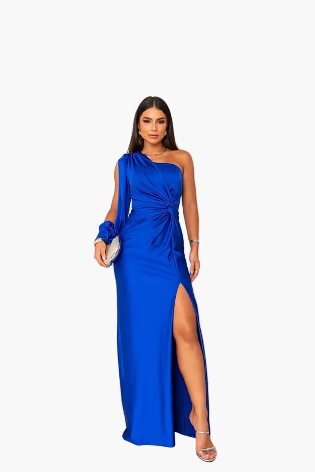 Robe de soirée femme une épaule élégante style drapé pour événement et cérémonie - Image 8