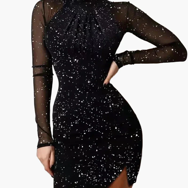Robe de soirée moulante à manches longues pour femme, style glamour et chic - Image 2