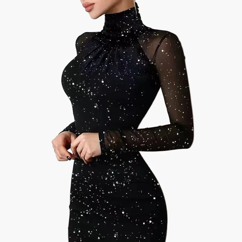 Robe de soirée moulante à manches longues pour femme, style glamour et chic - Image 3