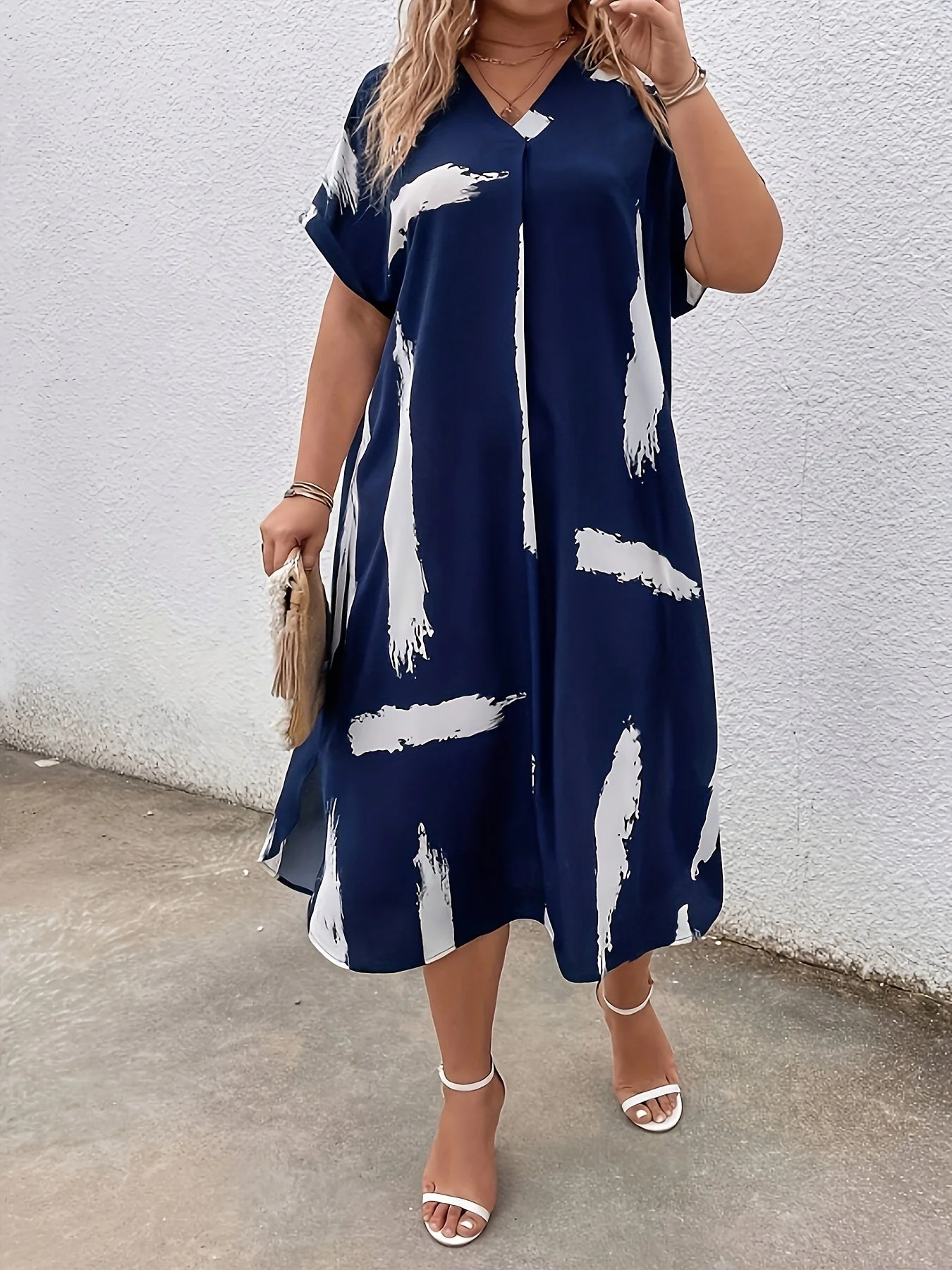Robe tunique élégante pour femme à imprimé artistique, style décontracté chic - Image 5
