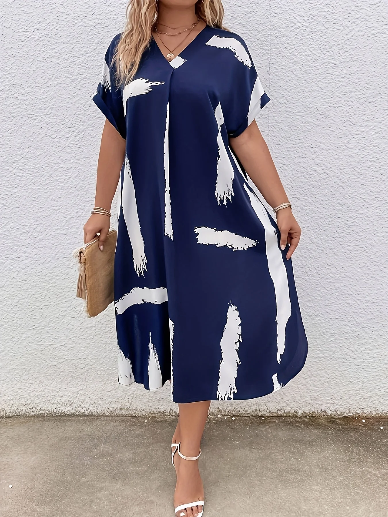 Robe tunique élégante pour femme à imprimé artistique, style décontracté chic - Image 6