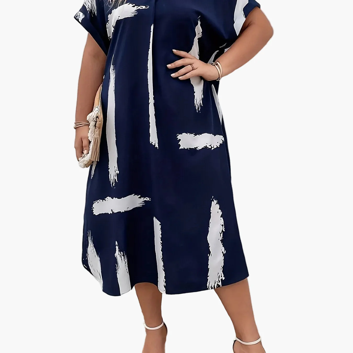 Robe tunique élégante pour femme à imprimé artistique, style décontracté chic - Image 8