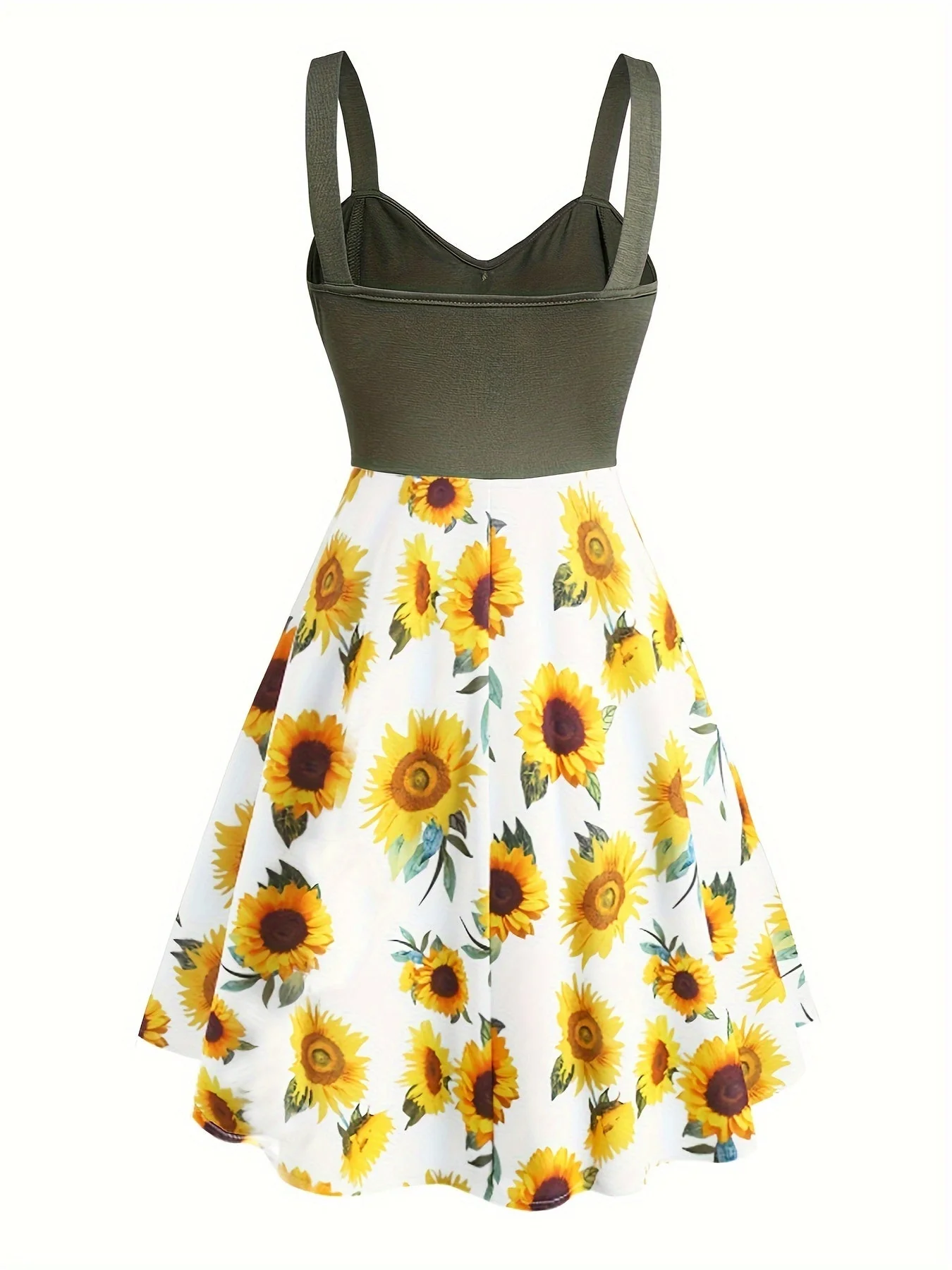 Robe vintage femme style rétro à bretelles, motif tournesol, idéale pour l'été et les occasions décontractées - Image 6