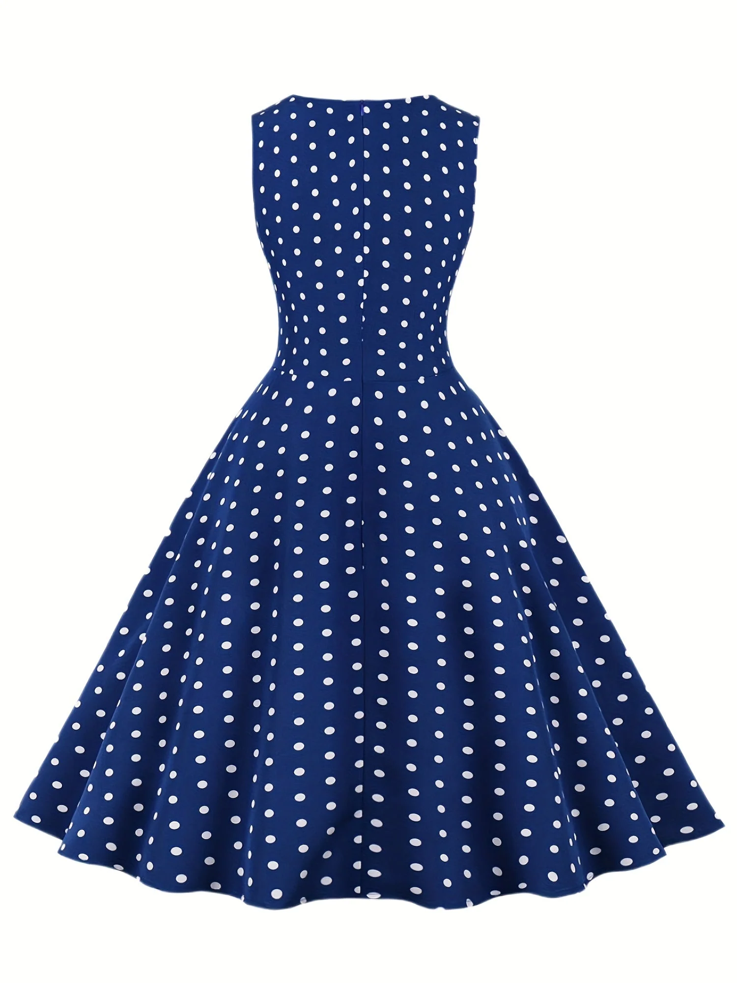 Robe vintage à pois sans manches pour femme, style rétro évasé, idéale pour l'été et les occasions spéciales - Image 10