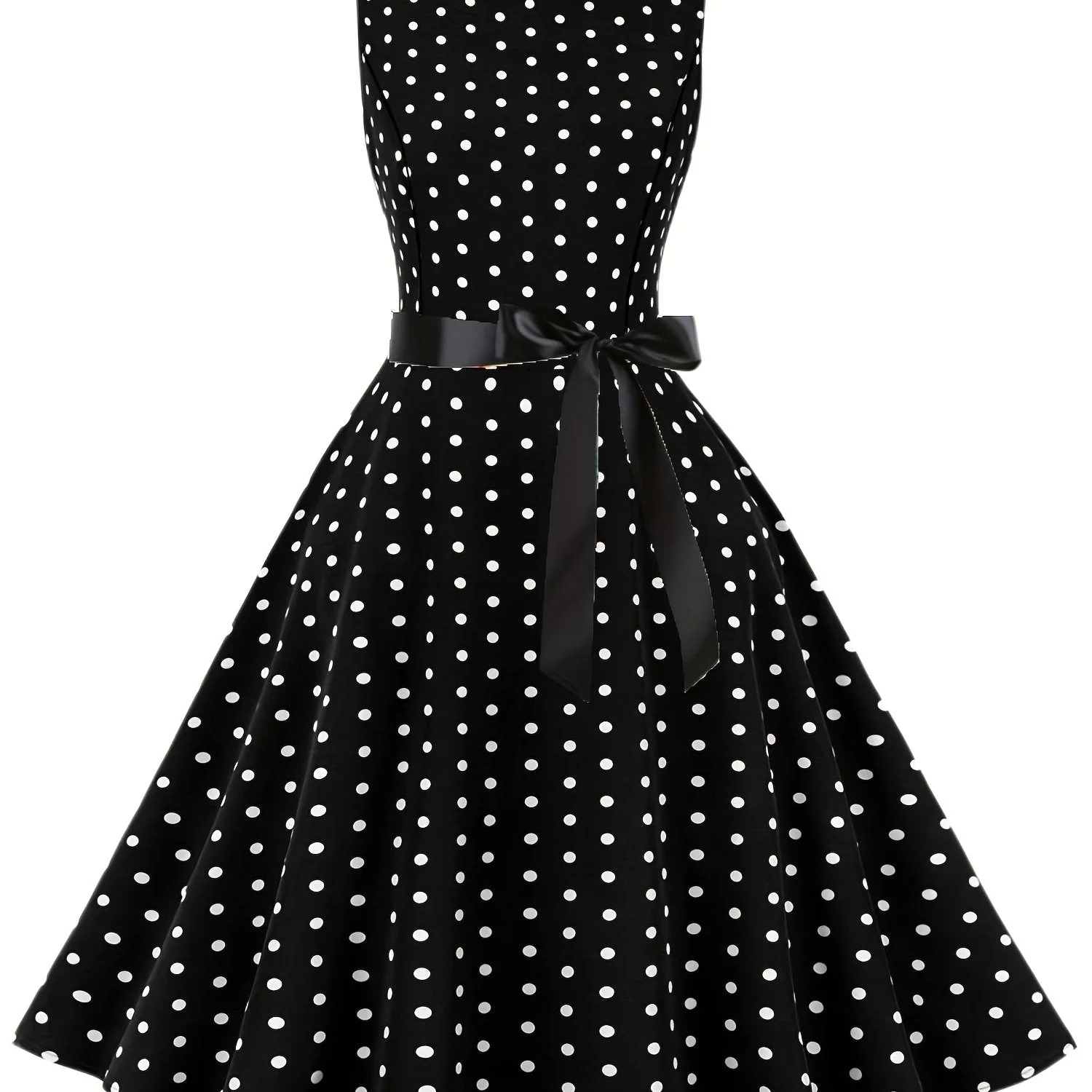 Robe vintage à pois sans manches pour femme, style rétro évasé, idéale pour l'été et les occasions spéciales - Image 11
