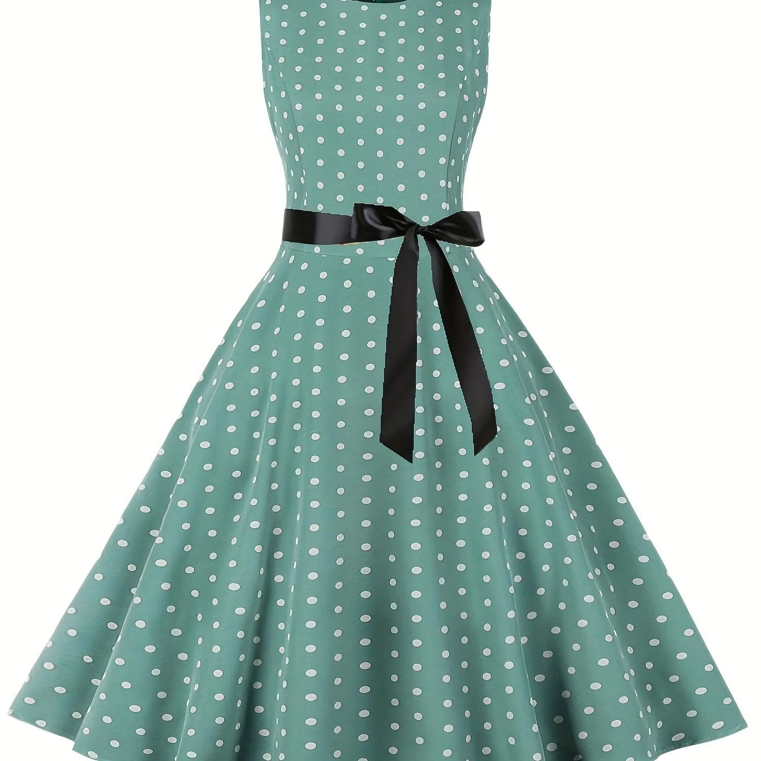 Robe vintage à pois sans manches pour femme, style rétro évasé, idéale pour l'été et les occasions spéciales - Image 14