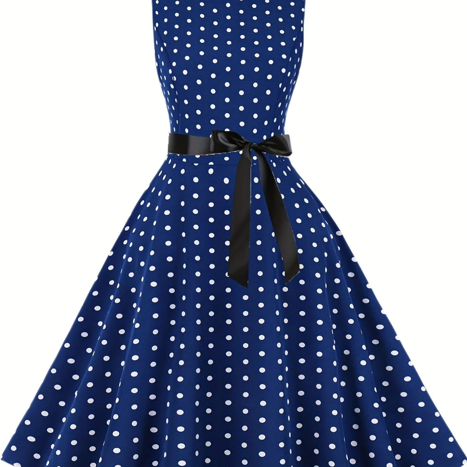 Robe vintage à pois sans manches pour femme, style rétro évasé, idéale pour l'été et les occasions spéciales - Image 16