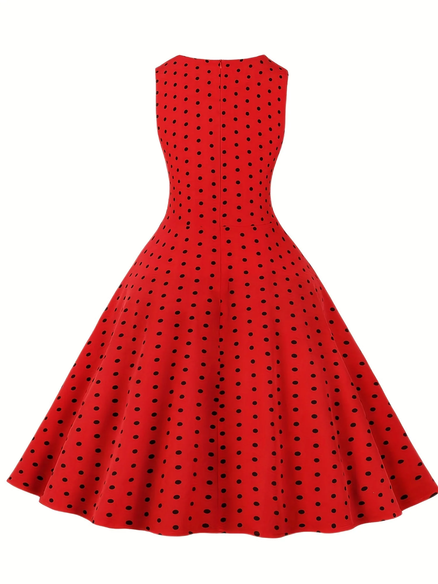 Robe vintage à pois sans manches pour femme, style rétro évasé, idéale pour l'été et les occasions spéciales - Image 8