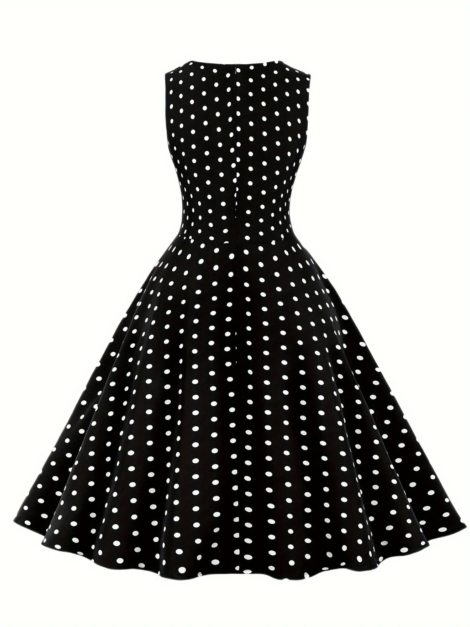 Robe vintage à pois sans manches pour femme, style rétro évasé, idéale pour l'été et les occasions spéciales - Image 9