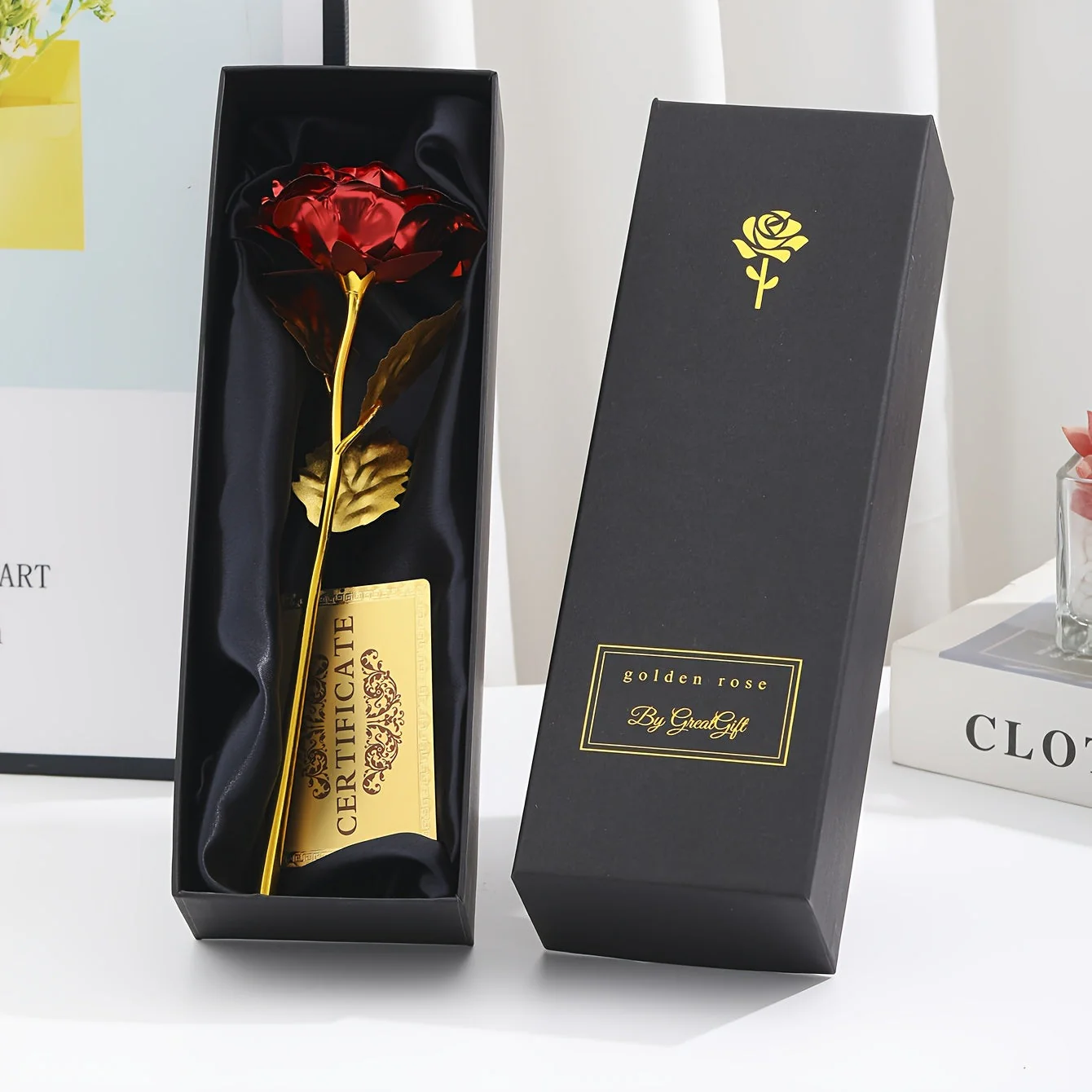 Rose décorative en coffret cadeau – Idée cadeau romantique pour femme – Objet d’ornement élégant - Image 10