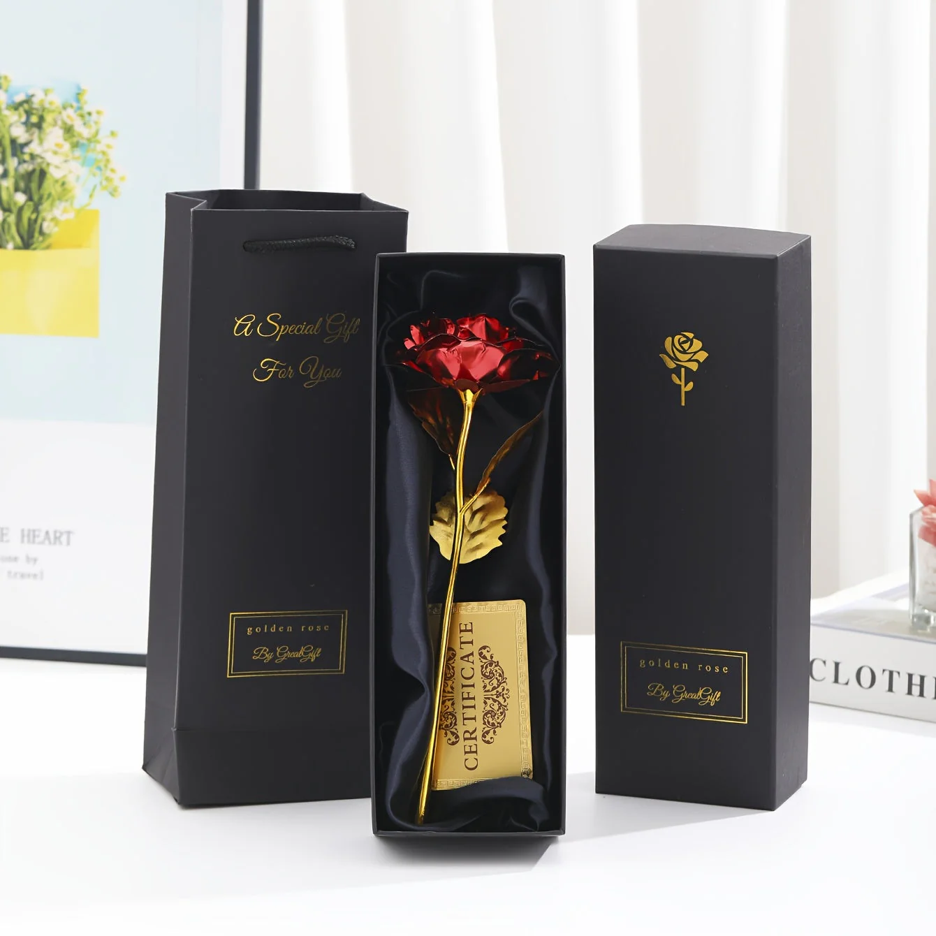 Rose décorative en coffret cadeau – Idée cadeau romantique pour femme – Objet d’ornement élégant - Image 11