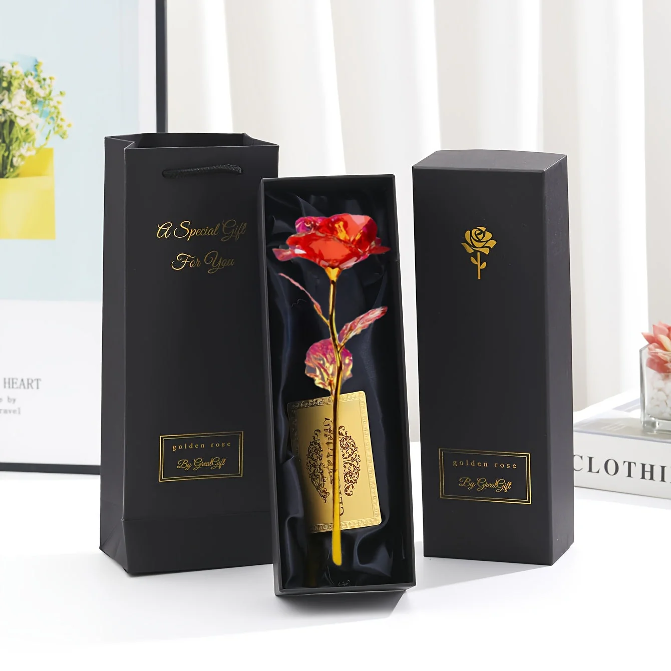 Rose décorative en coffret cadeau – Idée cadeau romantique pour femme – Objet d’ornement élégant - Image 15