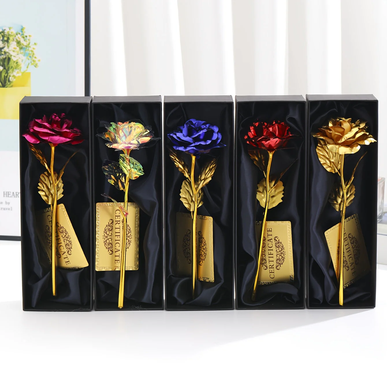 Rose décorative en coffret cadeau – Idée cadeau romantique pour femme – Objet d’ornement élégant - Image 4