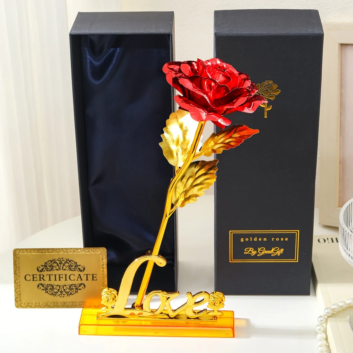 Rose décorative en coffret cadeau – Idée cadeau romantique pour femme – Objet d’ornement élégant - Image 6
