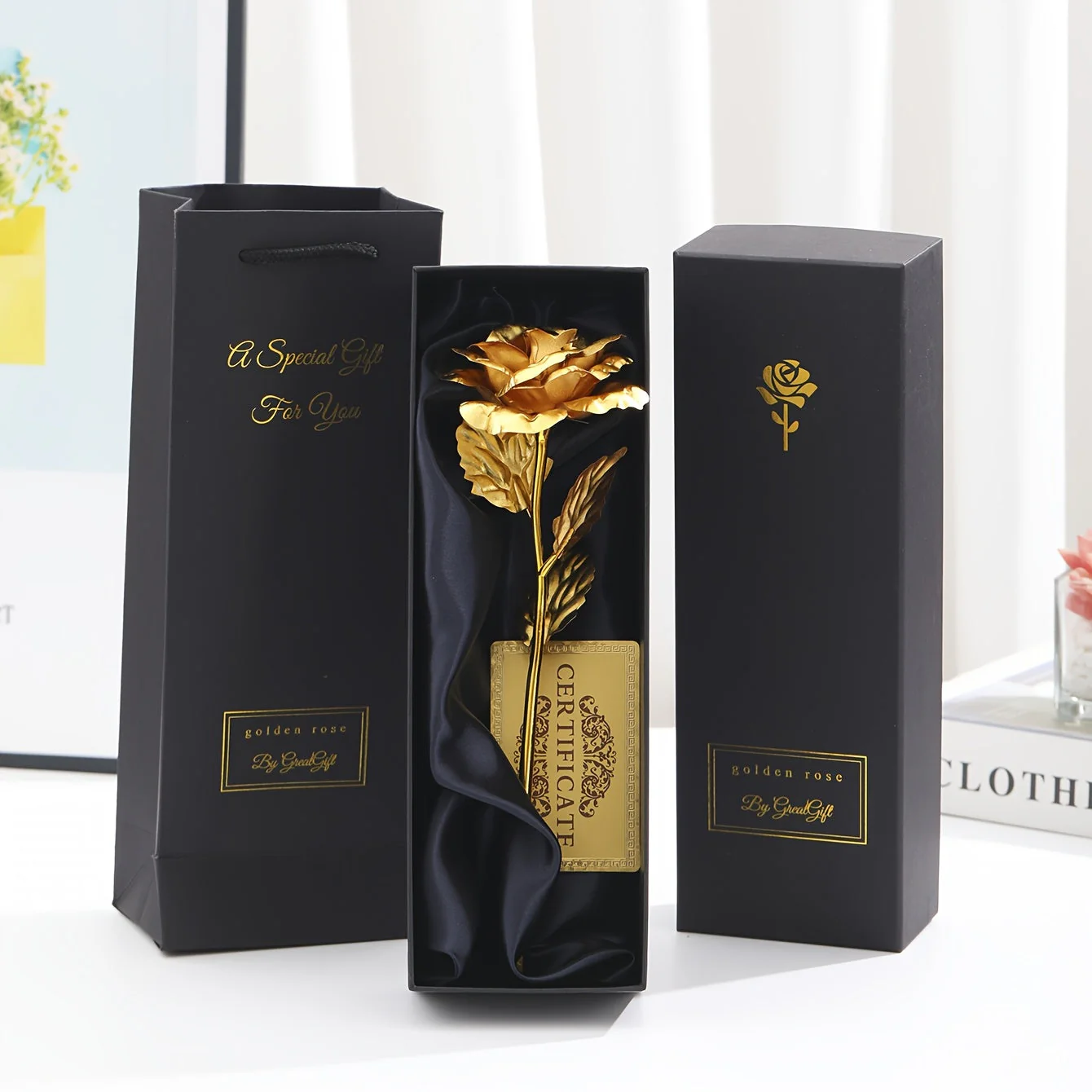 Rose décorative en coffret cadeau – Idée cadeau romantique pour femme – Objet d’ornement élégant - Image 7